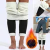 Kadın Taytlar Kadın Kış Kalın Peluş Astar Elastik Yüksek Bel Temel Pantolon Düz Renkli Köplü Köpek Yok Yoga Yoga Homewear