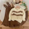 Girls Sweaters Sets Winter Autumn Knitted Cardigan pants Warm Kids Clothing Children Tops Suits Korean Fall Baby Girl Clothes 231228