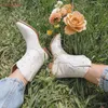 Bottes IPPEUM Cowboy pour femmes en cuir blanc cheville courte Botas Femininas Tendencia 2023 Texana Country Western Cowgirl chaussures