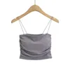 Camisoles & Tanks Sexy Style Flat Vest Camisole Women's Fashion Inner Tight Strap Chest Pad Tube Top Short All-Match Tide