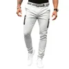 Mäns byxor män bomulls affärer avslappnade byxor herr streetwear jogger blyerts vintage zip upp lasten long pantalon homme