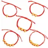 Charm Bracelets Y1UB 5Pcs Adjustable Redness Ropes Chinese Year Dragon Shaped Handchains Stylish Jewelry Gift For Women And Girls