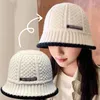 Berets Y2k Women Winter Bucket Hat Warm Wool Cable Knit Fisherman Cap Casual Foldable Panama Lady Outdoor Sunscreen Sun Fashion