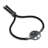 Braccialetti a maglie 1 pz Bracciale con ciondolo albero della vita Rame intarsiato Zircone placcato oro Corda regolabile Chiusura in metallo Bracciale per gioielli da donna