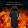 Invierno USB Calefacción Chaqueta larga Hombres y mujeres Parka 9 o 11 áreas Abrigo de algodón electrotérmico A prueba de viento Cortavientos impermeable 231228