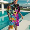 Survêtements pour hommes Drapeau américain 3D Imprimer Hommes T-shirt Set Summer Casual O-Cou T-shirts Shorts 2pcs Mode Homme Vêtements Pull Sweat-shirt
