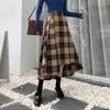 Skirts Retro Midi Skirt Plaid Wool Fall Winter Women's Sexy Vintage Korean Style Clothing Japan Elegant Clothes Harajuku Girls