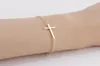 10PCS B009 Gold Silver Horizontal Sideways Cross Bracelet Simple Tiny Small Religious Cross Bracelet Cool Faith Christian Cross B3803909