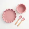 Piatti per bambini a forma di animale Kawaii per alimenti Set di pentole in silicone per piatti Ciotola antiscivolo Cucchiai per alimenti Stoviglie per bambini 231229