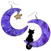 Pendant Necklaces 1 Pair Women Drop Earrings Moon Asymmetrical Hook For Teen Girls