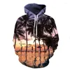 Erkek Hoodies Sweater Bahar Doğal Mor Yeşil Hoodie 3D Baskı Moda Açık Ağaç Sweatshirt Külot