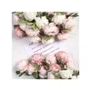 Ghirlande di fiori decorativi Fiore artificiale Peonia Bouquet Falso rosa occidentale Tè Accessori da parete per matrimoni Decorazioni per la casa P O Puntelli Gc2 Dhfzi