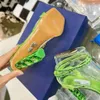 Aura Sandals Buty Crystal błyszczące podkręcone wstążki Wstążka wysoka obcina Przezroczysta PVC projektant Aquazura 10 mm damska sukienka na przyjęcie obiadowe buty projektant