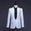 Men's Suits 2023 Two-piece Stand Collar Appliqued Men White For Prom Wedding Award Ceremony Blue Red Purple Jacket