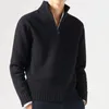 Herrtröjor Solid Color Sweater V Neck Pullover Sweatshirt med 1/4 zip upp idealisk för semester på semester dagligen