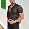 Men's Tracksuits Arrivals Men Set Summer Sexy See Through Lace Outfits Beach Fashion Long Sleeved Tops And Shorts Mens Two Piece Suits