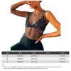 Dames tanktops pure strand cover-ups parel strass kralen badpak cover-up mesh T-shirt sexy crop tops mouwloze blouse