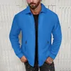 Erkek Ceketler 2023 İlkbahar Sonbahar Uzun Kollu Fermuar Cep Ceket Nefes Alabilir Waffle Europe ve America Sıradan Yetişkin Palto