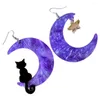 Pendant Necklaces 1 Pair Women Drop Earrings Moon Asymmetrical Hook For Teen Girls