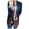 Womens Christmas Cardigan Snowman Deer Printing Jacket Long Sleeve Simple Coat Female Plus Size Clothes Polyester Fleece Lining 231228