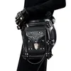 Marsupi Moda Steampunk Gothic Leg Bag Retro Pu Leather Rivet Messenger Borsa per telefono personalizzata UomoDonna