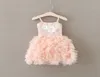 Girls Pärled Flowres Party Dress Girl Lace Suspender Tiered Tulle Tutu Dresses Kids Pink Princess Clothing A9360204D9450991