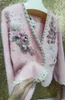 Women's Jackets Embroidery Thickened Mink Fleece Coat Diamond Rose Fairy Flowers Rhinestones Pearls Beaded Jacket Furry Cardigan