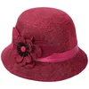Nya eleganta blommor linne fedoras hattar retro blomma lady kyrkor kepsar vår sommar kvinnlig bowler hink hatt visorer