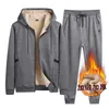 Mens Sets Tracksuit Men Lamb Cashmere Winter Wool Hooded Sweatshirt Thick Warm Sportswear Male Suit Two Piece Set Casual 231229