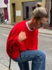 Женские свитера, однотонный вязаный свитер с круглым вырезом, элегантный женский пуловер с длинным рукавом, свободный мягкий теплый свитер большого размера, осень 2023, шикарный повседневный офисный свитер
