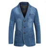 Vestes pour hommes 2023 Printemps Casual Coton Denim Costume Veste Hommes Classique Mode Slim Lavé Rétro Bleu Jeans Blazer Manteau Mâle Marque Vêtements