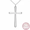 Pendant Necklaces Lekani Arrival Cool Girl Simple Cross 925 Sterling Silver Fine Jewelry Clavicle Chain N4252074