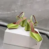 2024AMINA MUADDI BEGUM CRYSTAL-EMBELLADE BUCKLE Stain Pumps Shoes Spool Heels Sandaler Kvinnors lyxdesigners Klänning Shoe Evening Slingback Sandal 9,5 cm Size35--42