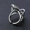 Cluster Ringen Zirkoon Spider Anime Ring Verstelbare Gothique Ingelegd Strass Rood Blauw Groen Mannen Vrouwen Haloween Gift Sieraden