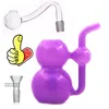 Venta al por mayor mini Hookah Protable barato Purple Gourd colorido agua dab rig bong Tubo de botella con un recipiente para quemador de aceite de vidrio macho de 10 mm o tazones para fumar tabaco