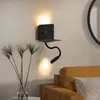 Applique bras LED enfichable pour chambre à coucher, luminaires à col de cygne à 2 lumières avec Port USB et montage sur étagère, lecture Livi