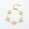 Charm Armband Designer Armelets Van Clover Armband Designers Design Double Side 4Clover Charm Armband 18K Guld rostfritt stål Lyxarmbandsmycken