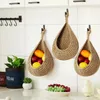 3pcsets Handwoven Basket Wall Kitchen Hanging Net Pocket Cotton Rope Water Drop Bird Storage Fruit Rattan 231228