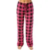 Vêtements de nuit pour femmes Femmes Pantalons de salon Pantalons de pyjama Stretch Plaid Jambes larges Cordon de serrage doux Home Comformatable Wear Vêtements