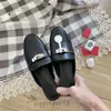 Luxury slippers designer mules slippers women loafers genuine leather sandals luxurious casual shoes half drag princetown metal chain shoe cowhide
