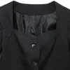 Elegant Slim Blazer jacket Women's Black est Sexy Female Sweetheart neckline Coat Office lady suit Korean INKEO 2O361 231229