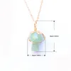 Natural Gem Agates Stone Wire Wrap Mushroom Pendant Quartz Crystal Gold Collar Women Jewelry Necklaces