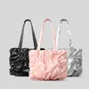 Evening Bags Elegant Ruffles Pillow Shoulder Soft Puffer Women Handbags Sweet Ruched Nylon Padded Crossbody Bag Large Capacity Tote