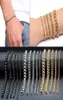 3mm11mm Mens 14K Gold Plated Women Cuban Link Chains Stainless Steel Curb Bracelet Silver Black Color Wrist Bracelets Gift276W76207864390