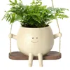 Swing Face Planter Pot Wall With Unique Design Resin Plant For Indoor Outdoor String Pearls Hillingtonia 231228