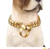 Dog Collars Chain Collar Cuban Link Metal Links Heavy Duty Smooth Flat Leash For Small Medium Large Dogs