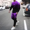 Tute da uomo Set di camicie sportive con stampa 3D Pantaloni a colori Girocollo Abbigliamento sportivo