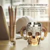 Stainless Steel Skull Mug Viking Drinking Cup Skeleton Resin Beer Stein Tankard Coffee Mug Tea Cup Halloween Gift Bar Drinkware 231228