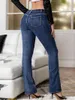 女性のジーンズ2023冬のローウエストブートカットファッション高弾性スリムフィットヒップリフトデニムフレアパンツカジュアルレディースズボン