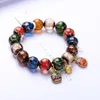 Charm Bracelets Unique Buddhist Beads Bracelet Chinese Style Good Luck For Wealth Colorful Glass Beaded Couple Gifts